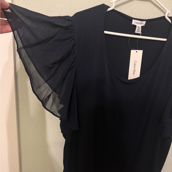 Calvin Klein Women's Ruffle Sleeve Top - Picture 2 of 4